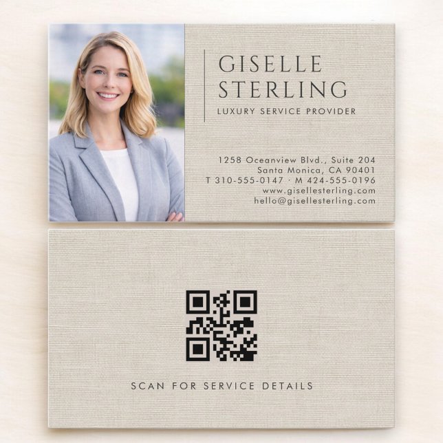 Carte De Visite Code QR photo linge de fournisseur de services de  (Créateur téléchargé)
