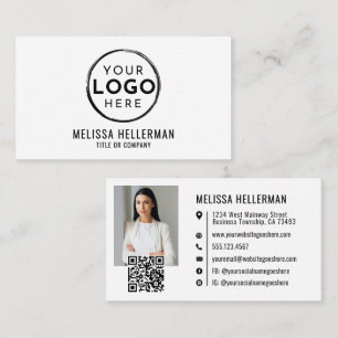 Carte De Visite Code QR Photo Logo Professionnel Minimaliste