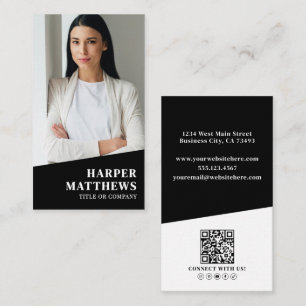 Carte De Visite Code QR Photo Noir Vertical