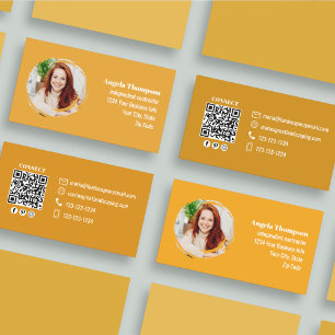 Carte De Visite Code QR photo orange médias sociaux