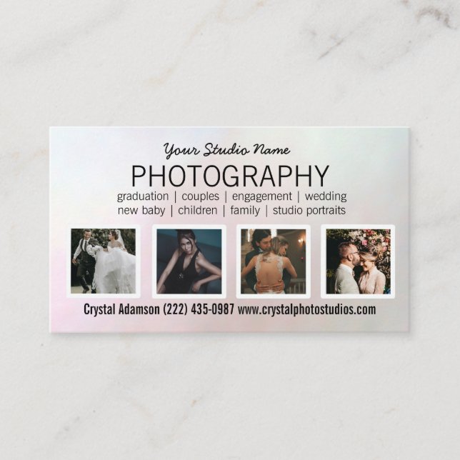 Carte De Visite Code QR photo | Photographe Photographie noir (Devant)