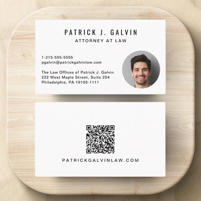 Carte De Visite Code QR photo professionnel (Make a lasting impression with this modern business card featuring your photo and scannable QR code)