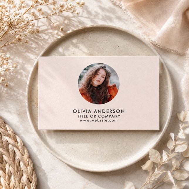 Carte De Visite Code QR photo professionnel rose moderne (Modern Blush Pink Professional Photo QR Code Business Card)