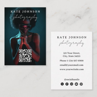 Carte De Visite Code QR photo professionnel simple et minimaliste