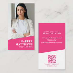 Carte De Visite Code QR Photo Rose Vertical