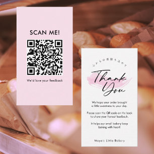 Carte De Visite Code QR 'Pink Brush Elegant Script' pour laisser u