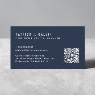 Carte De Visite Code QR Planificateur Financier Certifié CFP Bleu