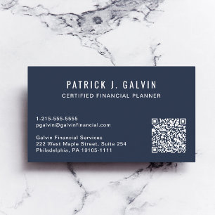Carte De Visite Code QR Planificateur Financier CFP Bleu