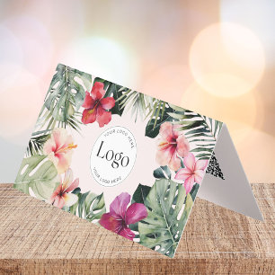 Carte De Visite Code QR plié de logo botanique floral tropical