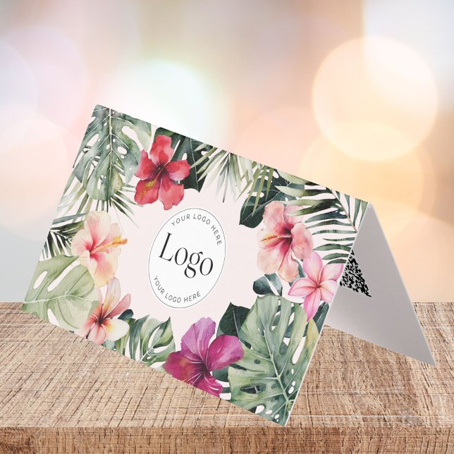 Carte De Visite Code QR plié de logo botanique floral tropical (Close up)