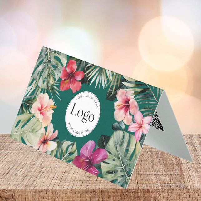 Carte De Visite Code QR plié de logo botanique floral tropical (Close up)