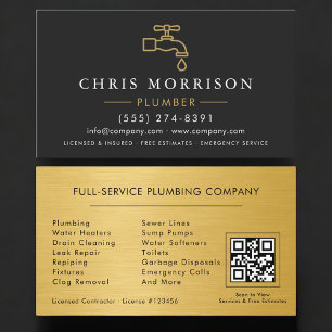 Carte De Visite Code QR Plombier Professionnel