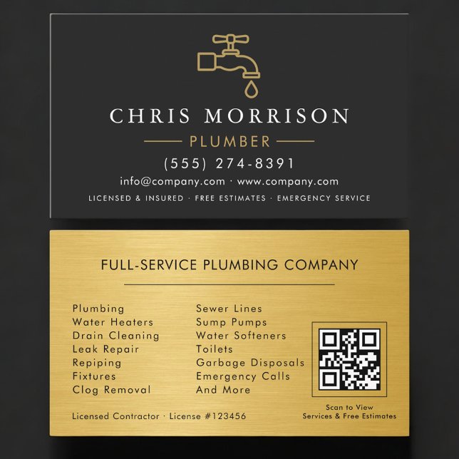 Carte De Visite Code QR Plombier Professionnel (Créateur téléchargé)