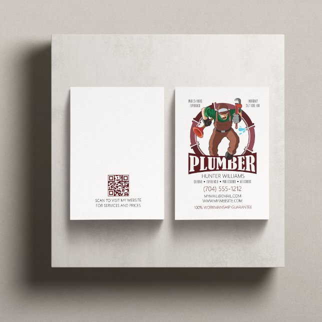 Carte De Visite Code QR Plumber Entrepreneur Outils Plomber Plumbi (Créateur téléchargé)