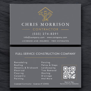 Carte De Visite Code QR pour entrepreneur en réparations domicilia