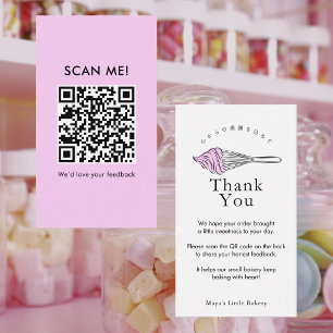 Carte De Visite Code QR pour laisser un avis Rose Moderne