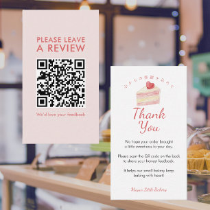 Carte De Visite Code QR pour laisser un avis sur le gâteau en cœur