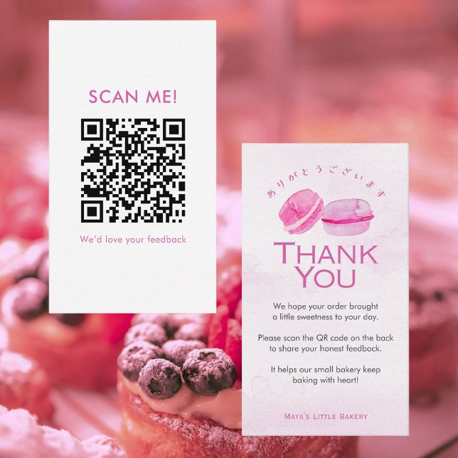 Carte De Visite Code QR pour laisser un avis sur Macaron Aquarelle (Créateur téléchargé)