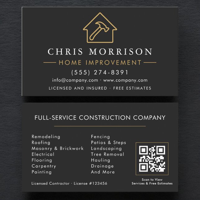 Carte De Visite Code QR pour l'amélioration de l'habitat professio (Créateur téléchargé)