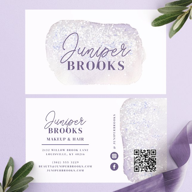 Carte De Visite Code QR pour les réseaux sociaux avec paillettes d (Créateur téléchargé)