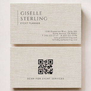 Carte De Visite Code QR pour organisateur d'événements luxe lin ne
