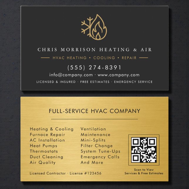 Carte De Visite Code QR pour service et installation CVC (Créateur téléchargé)