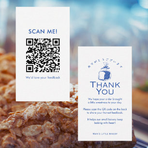 Carte De Visite Code QR pour un avis minimaliste sur un pain bleu