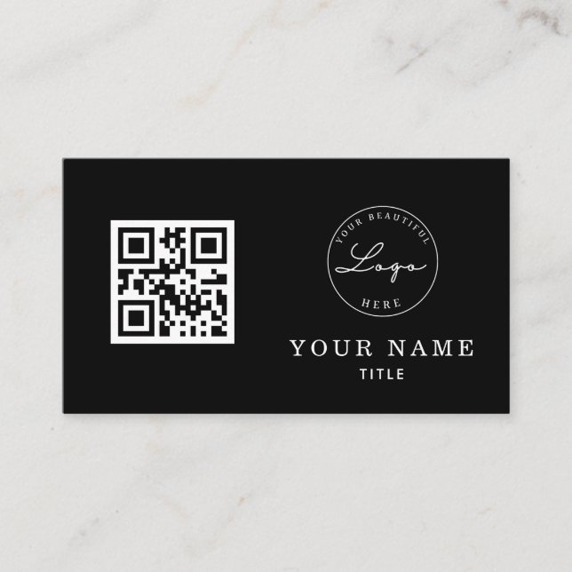 Carte De Visite Code QR Professional Black Classic Logo personnali (Devant)