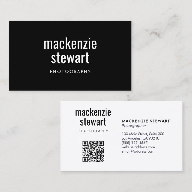 Carte De Visite Code QR professionnel Black Bold (Devant / Derrière)