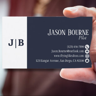 Carte De Visite Code QR professionnel bleu moderne simple