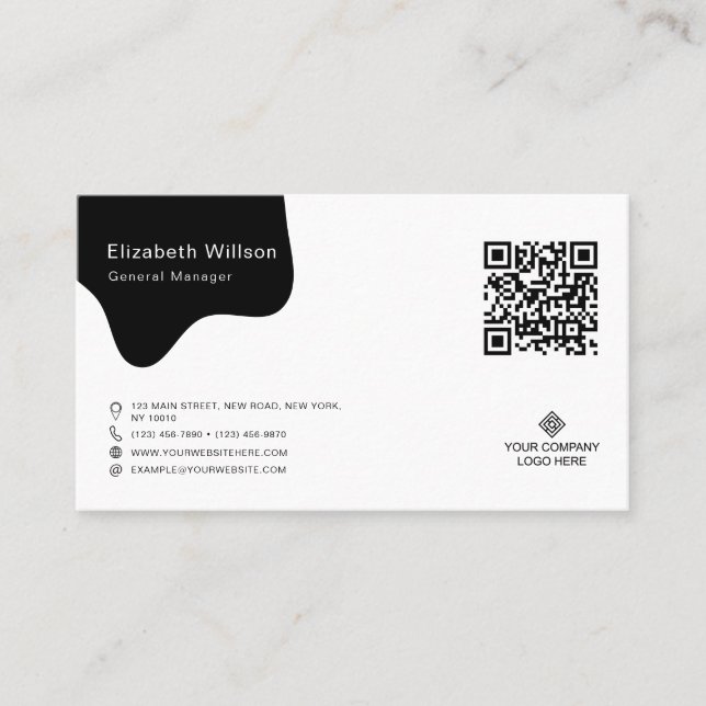 Carte De Visite Code QR professionnel chic simple (Devant)