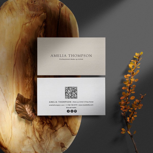 Carte De Visite Code QR professionnel Cream vintage (Créateur téléchargé)