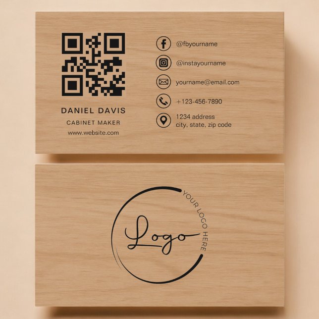 Carte De Visite Code QR professionnel de fabricant de meubles (Créateur téléchargé)
