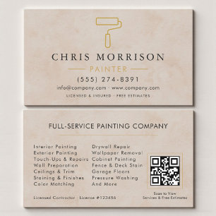 Carte De Visite Code QR professionnel de peintre à domicile