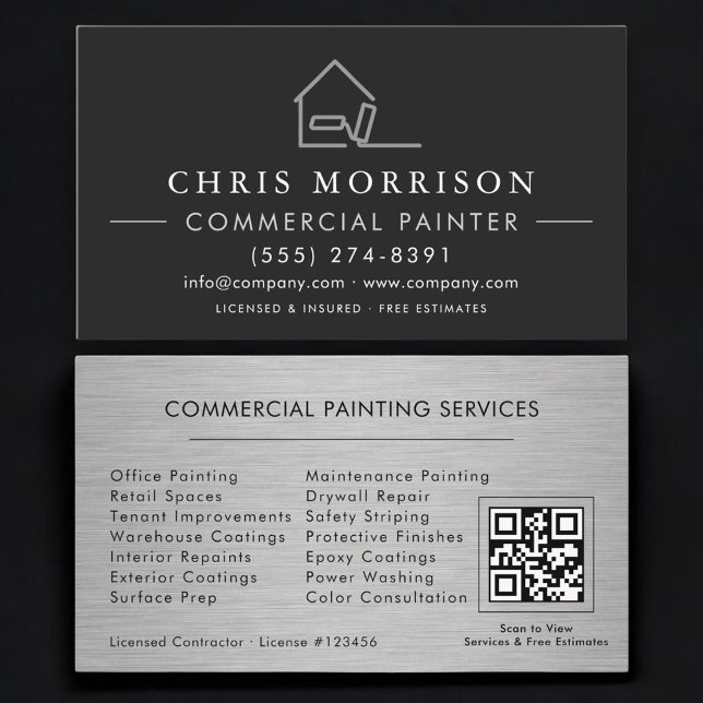 Carte De Visite Code QR Professionnel de Peinture Commerciale (Créateur téléchargé)