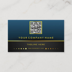 Carte De Visite Code QR Professionnel Dégradé Bleu et Or