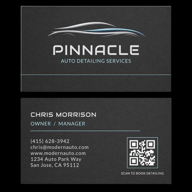 Carte De Visite Code QR Professionnel des Services de Détailing Au (Créateur téléchargé)