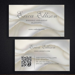 Carte De Visite Code QR Professionnel Élégant Perle
