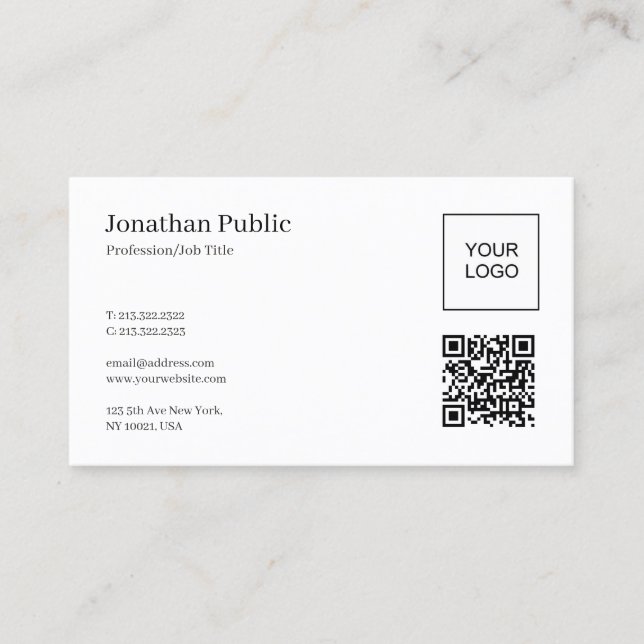 Carte De Visite Code QR Professionnel Élégant Télécharger le logo  (Devant)