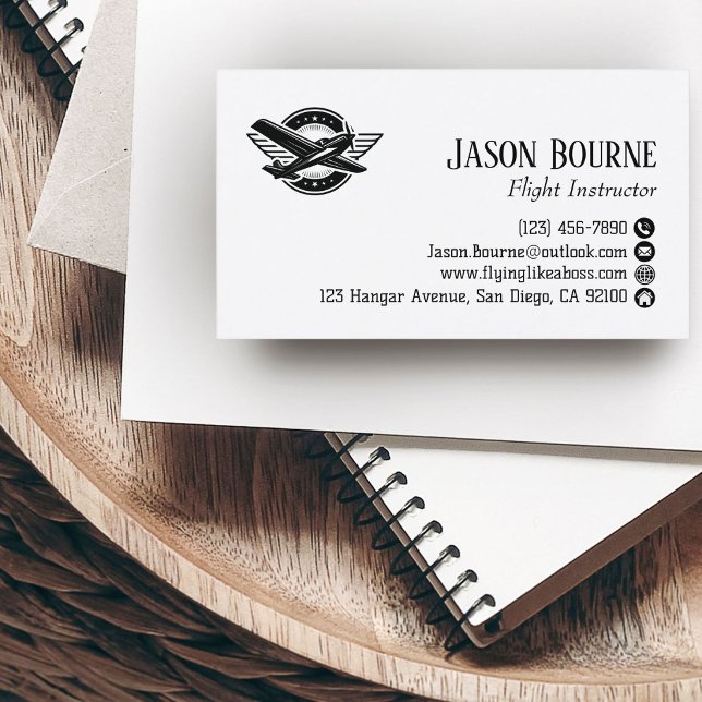 Carte De Visite Code QR Professionnel Employé Pilote Avion  (Créateur téléchargé)