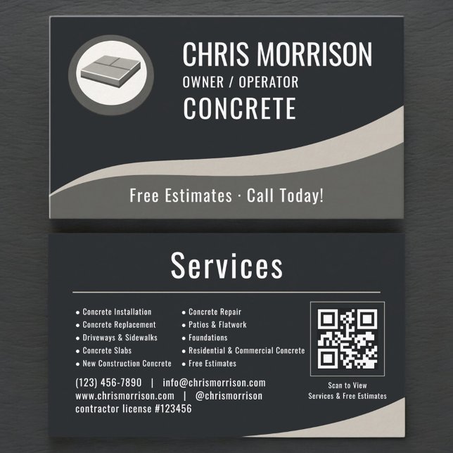 Carte De Visite Code QR professionnel en béton (Créateur téléchargé)