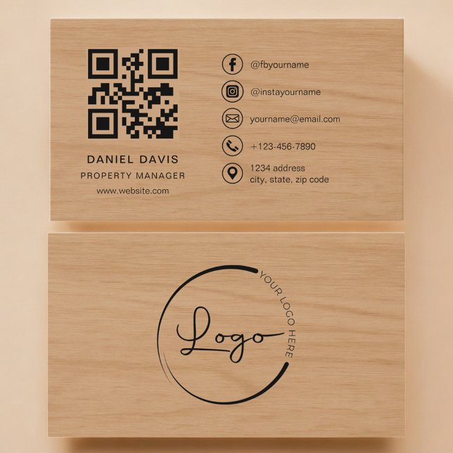 Carte De Visite Code QR Professionnel Gestionnaire de Propriété Bo (Créateur téléchargé)