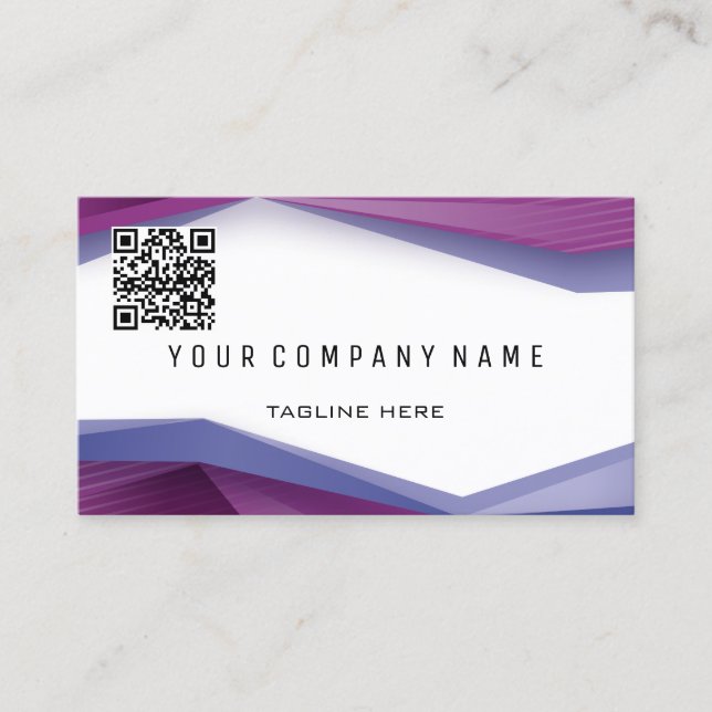 Carte De Visite Code QR professionnel lignes géométriques Plum liv (Devant)