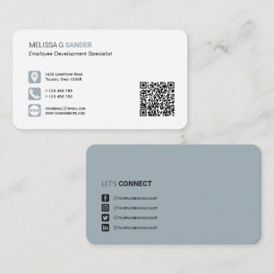 Carte De Visite Code QR professionnel médias sociaux bleu poussi