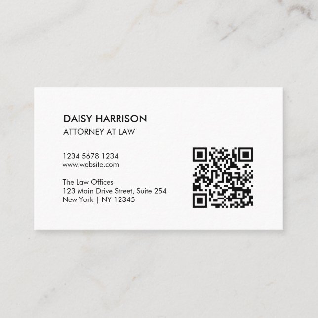 Carte De Visite Code QR professionnel minimal blanc (Devant)