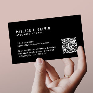 Carte De Visite Code QR professionnel minimal noir