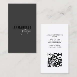 Carte De Visite Code QR professionnel minimaliste moderne noir
