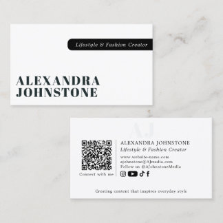 Carte De Visite Code QR Professionnel Minimaliste Noir et Blanc