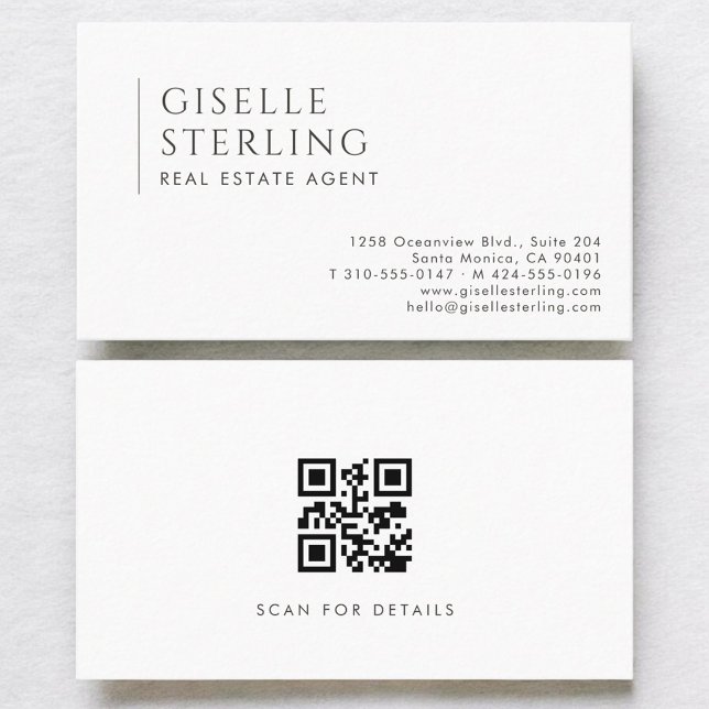 Carte De Visite Code QR professionnel moderne d'agent immobilier (Créateur téléchargé)