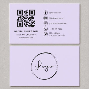 Carte De Visite Code QR professionnel moderne Lilac violet